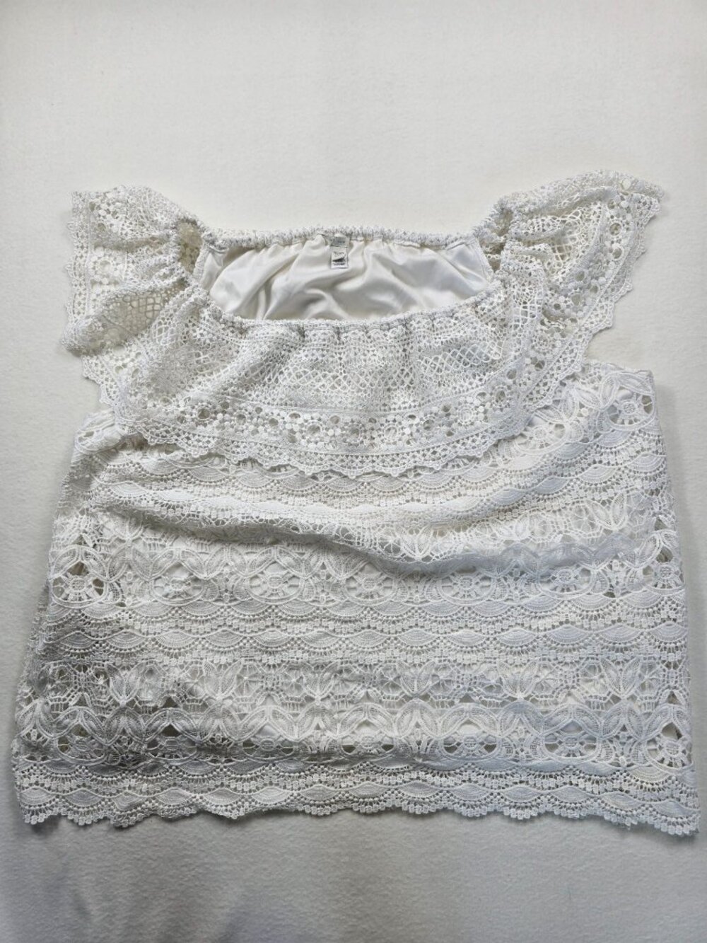 Cato Womens 26/28W White Lace Off-The-Shoulder Top Boho Blouse